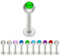 Treuheld® | Silberne LABRET PIERCING mit KRISTALL aus Stahl - [195.] 1.6 x 8 mm (Kugel: 4mm) - grün