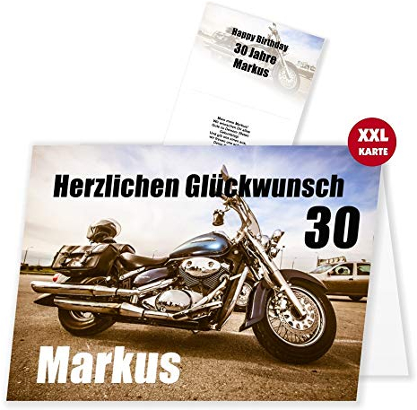 Unser-Festtag Geburtstagskarte Glückwunschkarte Männer Mann Motorrad Bike. Größe XXL. 30 40 50 60 Jahre. Mit Wunschtext. Für jedes Alter möglich, da änderbar!