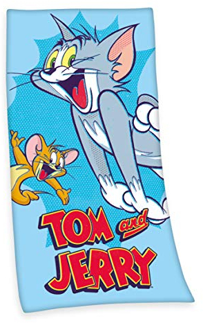 Herding Tom & Jerry Badetuch Velourstuch, Baumwolle, Mehrfarbig, 75 x 100 cm