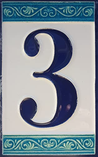 Hausnummern, handbemalt, italienische Keramik, Griechisches Design, Fliesengröße: 11 cm x 7 cm (3)