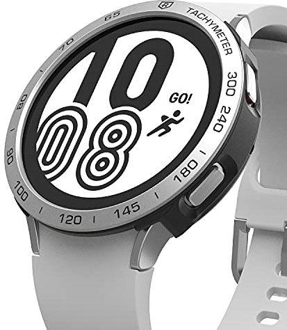 Ringke Air Sports + Bezel Styling Combo Compatibile con Cover Samsung Galaxy Watch 4 44mm, Custodia Antiurto TPU e Ghiera Anti Graffio Alluminio - 10-Black Nero