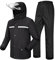 M GYEJIAQU Combinaison de Pluie Imperméable et Réfléchissante Pantalon de Pluie Extérieur Homme/Femme Blouson Léger Veste de Randonnée（M, le noir）