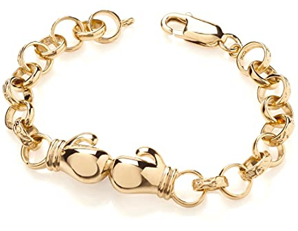 Old English Jewellers 9ct Yellow Gold on Silver Boxing Glove Belcher Bracelet - Baby/Children's