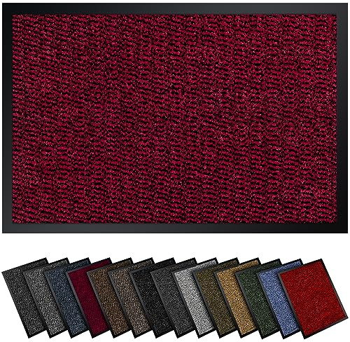 Gentle North Hochwertige Fußmatte rot schwarz 60x90cm groß für Innen & Außen - Schmutzfangmatte rutschfest, waschbar & wetterfest - Fussmatte für Eingangsbereich & Aussenbereich - Läufer Flur dünn