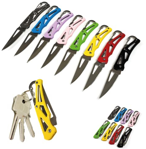 Coltellino Tascabile Piccolo Professionale in Acciaio Inox – Portachiavi Coltello Pieghevole Multiuso con Lama 6 cm Senza Molle o Fermo della Lama – Per la Pesca e Attività all’aperto (Verde)