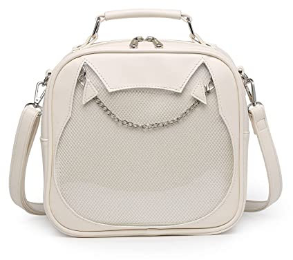 CHERRY SAUCE Cat Ita Bag Crossbody Bag Umhängetasche Rucksack Satchel Kawaii Geldbörse mit Pin Display, 06-beige, Tragetasche