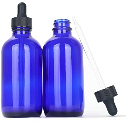 Magic Season Boston Round Glass Bottles (Blue / 120 ml with Dropper / 2 Pcs)