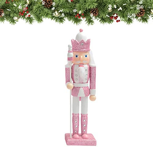 astound Schiaccianoci rosa – 30 cm/11,8 pollici dipinta a mano, figura schiaccianoci rosa, tradizionale Royal Jacket Crown Schiaccianoci Soldier King Puppet per Holiday Home Decor