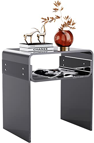 solaround Acryl Beistelltisch Nachttisch, Transparent U-Form Tisch, für Schlafzimmer Wohnzimmer, 40 x 30 x 50 cm (Schwarz)