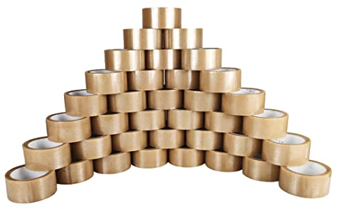 RAYLU PAPER® - Papierrollen, Klebeband für Verpackungen von Versandkartons, robust und extra stark, 66 m x 50 mm breit (36 Stück, transparent)