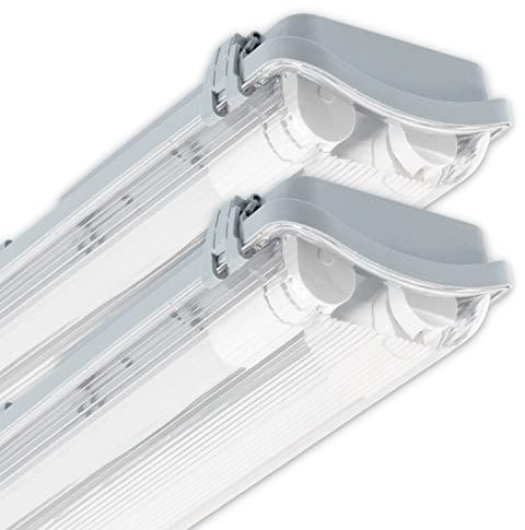 CLAR - Pantalla Estanca LED 24W, Luminaria 150cm, 2 Tubos 150cm, Tubos No Incluidos (Pack 2)