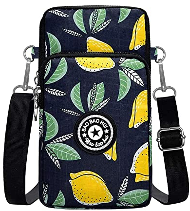 Handy Umhängetasche Universal Handytasche Brieftasche Wasserdicht Kleine Umhängetasche Kellner Geldbörse Handy Schultertasche Mini Crossbody Tasche Damentasche für Frauen Sport im Freien(Zitrone)