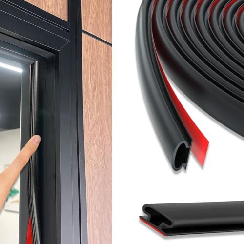 STAYOF 6M Negro Burlete Puerta Entrada Cinta Autoadhesiva Junta Goma Ventana Aluminio D Tipo Burletes para Puertas de Entrada, para Junta de Goma Adhesiva con Holgura de 2,5-6 mm