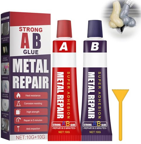 Xumann Magic AB Metal Glue,Industrial Heat Resistant Glue for Stainless Steel,Metal Glue High Strength Bonds Metal to Metal
