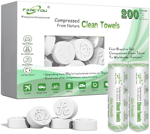 FANCYOU Disposable Face Towels Tablets 23x19cm 500 PACK Bulk Packed with 4 Distributor Boxes Facial Expandable Cleansing Towelettes Disposable Washcloth Tablets for Beauty & Personal Care