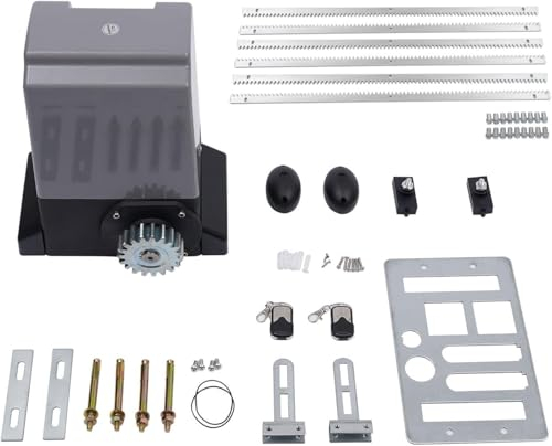 Accionamiento para puerta corredera, juego completo para puerta corredera, motor de hasta 600 kg, con mando a distancia, 6 m, riel de cremallera
