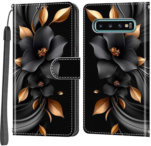 Handyhülle für Samsung Galaxy S10 Plus Hülle, Kartenfächern Standfunktion Leder Stoßfeste Schutzhülle Handytasche Hülle Kompatibel Samsung Galaxy S10 Plus