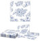 GlamRays Lot de 24 serviettes de table motif fleurs bleues, avec fleurs bleues et blanches, pour mariage, fête de mariage, anniversaire (33 x 33 cm)