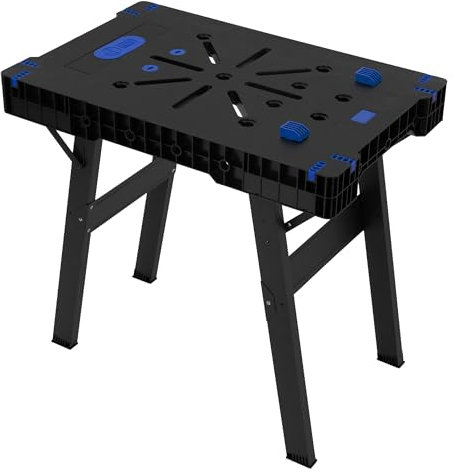 ECD Germany Werkbank klappbar, 86x55x80 cm, Werktisch erweiterbar, bis 150 kg belastbar, Aufgedruckte 2 Messskalen, große Arbeitsfläche, Sägebock Arbeitstisch Werkstatt mit Metallbeinen und Tragegriff
