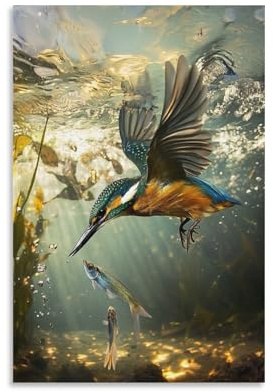 DHBANEIOK Eisvogel Poster, DekoRatteteives Gemälde, Leinwand, Wandkunst, Wohnzimmer, Poster, Schlafzimmer, Gemälde 16x24inch(40x60cm)