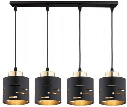 KAR LIGHTING Balken Pendelleuchte 4-flammig aus Metall in Schwarz mit Gold, höhenverstellbar | E27 Fassung | LED geeignet | Deckenlampe für Wohnzimmer, Flur, Schlafzimmer, Küche oder Büro