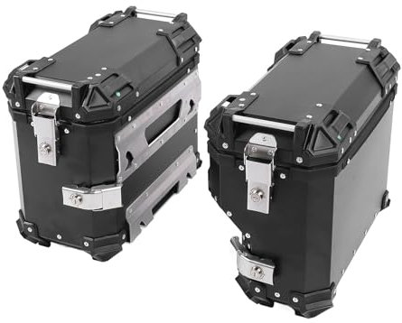 BOROCO Maleta Lateral para Motocicleta de 38 L con Cerradura y Manija, Soporte de Almacenamiento Lateral de Liberación Rápida Resistente Al Agua para Equipaje de Casco, Izquierda