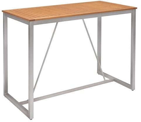 METRO Professional Outdoor Bistro Stehtisch Lynx, Aluminium/Eukalyptusholz, 142 x 70 cm, Wetterbeständig, Rechteckig, Natur/Silber