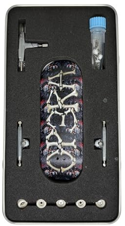 Pro Fingerboard Complete 34 * 96mm Maples Wood Deck,UV Printing Graphic-Leefai 4.0 Trucks Regular kingpins & 5 Urethane Bearing Wheels-Op3ra V3-Bones Design