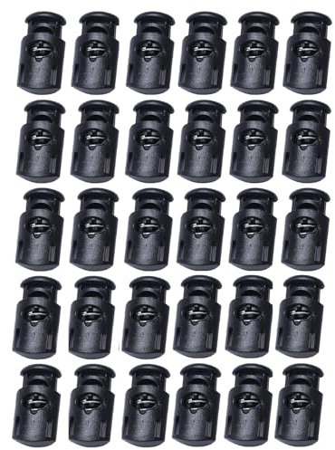 AONAYO 30 Stück Kordelstopper,Kordelstopper1 Loch.Kordelklemme,KordelstopperAus Kunststoff,Passend Für Kordelzüge,Für Kordelzüge,Taschen, Schnürsenkel, Kleidung, Paracord-Gewebe Und Mehr (Schwarz)