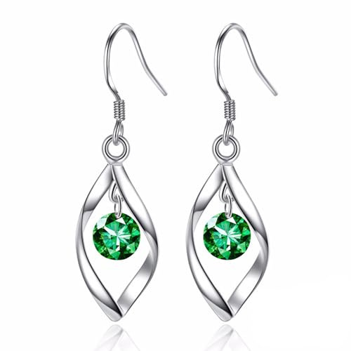 Zolkamery Schmuckset Silber 925, Twist Halskette & Ohrringe Ohrhänger Set | Sterling Haken Damen Schmuck Set Silberkette & Ohrringe Hängend mit AAAAA Zirkonia für Mädchen Frauen