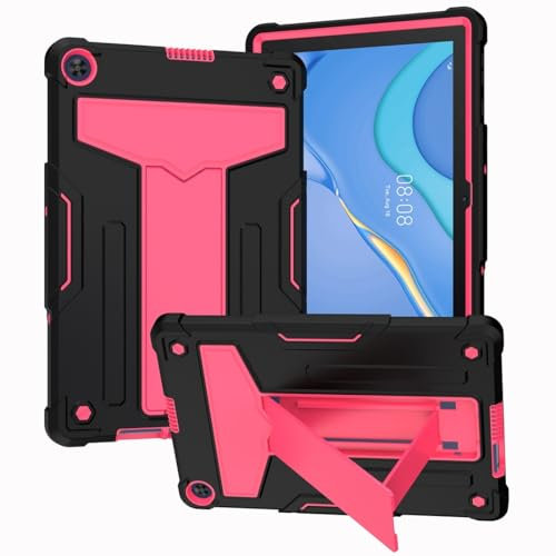 Funda para tablet Huawei MatePad T10S/MatePad T10 de 10.1 pulgadas, funda protectora resistente, a prueba de golpes, funda híbrida resistente con soporte, color negro y rosa