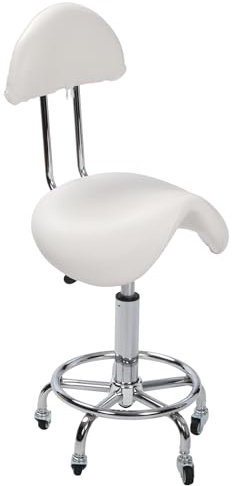 REDCAMP Sattelhocker mit Rollen Lehne, höhenverstellbar Sattelstuhl | ergonomisch, Höhe 50-66 cm, Traglast 180 kg, 360° drehbar, leise Laufrollen, komfortabel, stabil, für Büro Massage, Weiß
