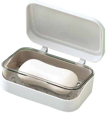 Porte-savon avec couvercle – Porte-savon de salle de bain – Récipient étanche pour salle de bain, baignoire, douche, évier, voyage, cuisine, lave-vaisselle