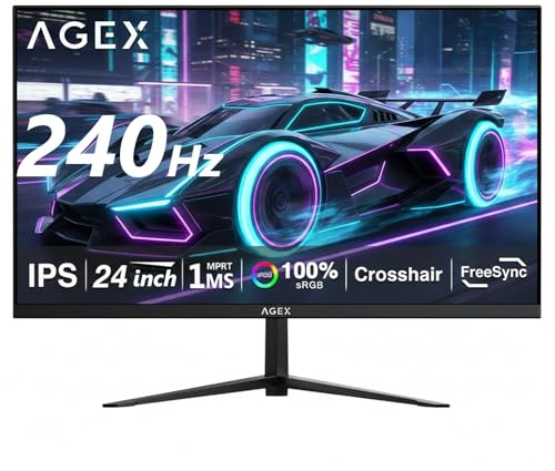 Z-Edge AGEX Ecran Pc Gaming 24 Pouces 240Hz, IPS Panel, 1ms, FreeSync, FHD(1920x1080), Moniteur 16:9, Réticule, Inclinaison Réglable, DP1.4, HDMI2.0, VESA 75 * 75mm (DP Câble Inclus)