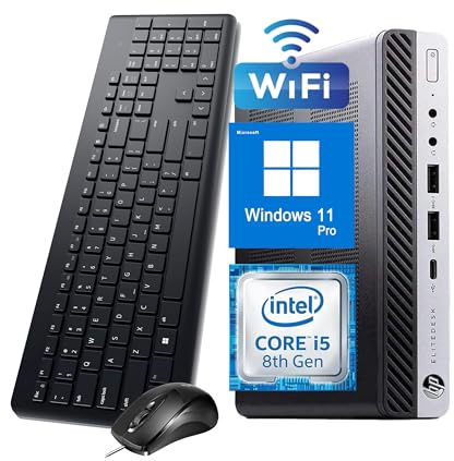 HP EliteDesk 800 G4 Mini PC de Bureau, Intel Core i5-8500, 16 Go de RAM, SSD de 256 Go, Wi-FI, Bluetooth, Clavier américain, Windows 11 Professionnel (Reconditionné)