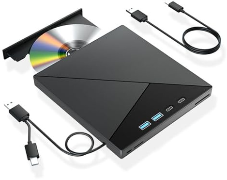 TUdcgjSXF 7 in 1 External Bluray Drive 4k USB 3.0 CD DVD +/-RW Burner 3D BD Player with SD/TF Ports Compatible with Windows MacOS