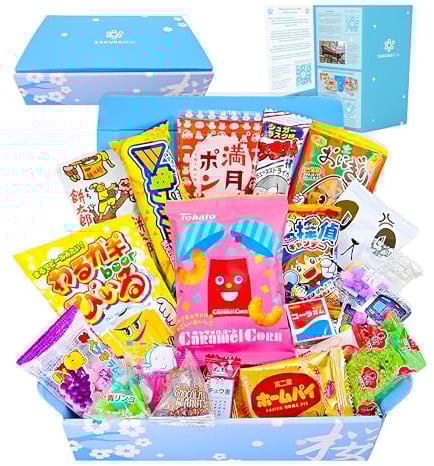 Japanese Snacks & Candy Box w/English Pamphlet 20 Pieces Dagashi, Sweets, Snacks, Candy, Gum