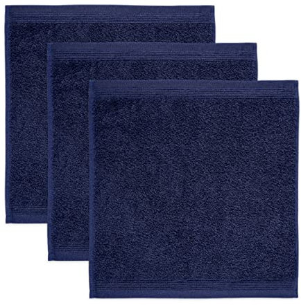 möve Superwuschel Seiftuch 30 x 30 cm aus 100% Baumwolle, deep sea 3er Set