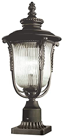 Licht-Erlebnisse Rustikale Gartenlampe Stehend aus Metall Riffelglas opulent verziert Vintage Lampe Außenleuchte