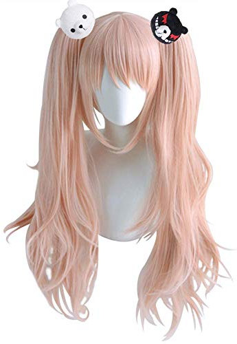 Zhenzhiao Danganronpa Junko Enoshima Perücke für Danganronpa Kostüm Party Halloween Anime Cosplay Pink Lang Gelockt Kostüm - H01
