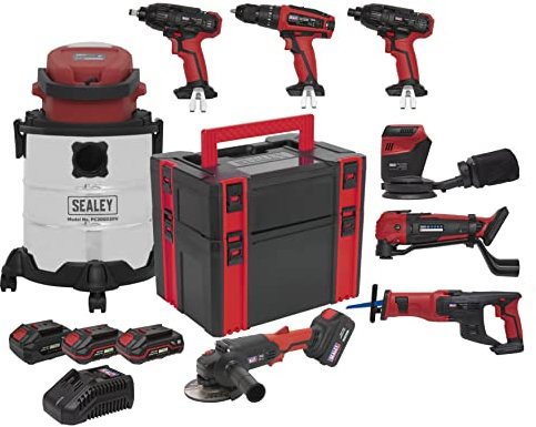 Sealey CP20VCOMBO4 8 x 20V Cordless Tool Combo - 4 Batteries