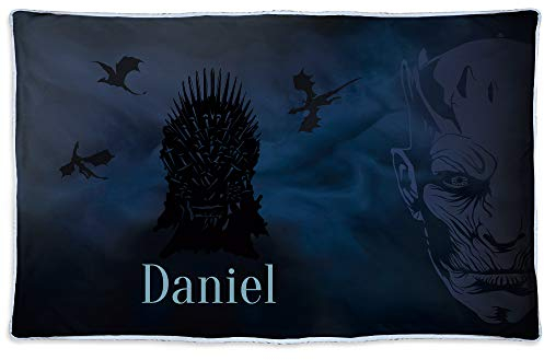 LolaPix Wärmedecke. Personalisierte Geschenke. Kuscheldecke mit Namen. Geek-Geschenke. Personalisierte Fleecedecke. Öko-Tex-zertifiziertes Gewebe. Ungefähre Größe 190x125cm. Game Thrones