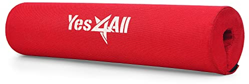 Yes4All NW1L Cuscinetto per bilancieri in schiuma spessa con rivestimento in nylon e chiusura a velcro - Cuscinetto per la spinta dell'anca, Rosso