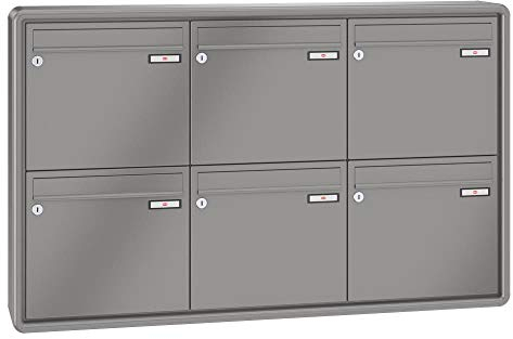 RENZ / RS2000 / 6er Aufputz-Briefkastenanlage Wand-Briefkasten/RAL-Farbe 9007 Volumen 1/Dein-Briefkasten.de
