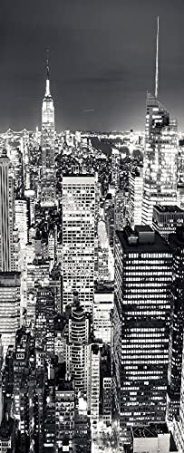 A.Monamour Sticker Porte Autocollant Poster De Porte 3D Vue Aérienne De Nuit des Bâtiments De New York Vinyle Affiche De Porte Sticker Mural Papier Peint Art Décor 90 x 200 cm