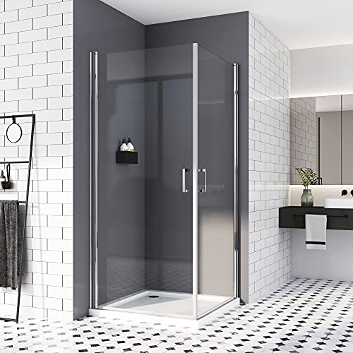 Duschkabine 75x80, Pendeltür für den Eckeingang Duschtür Doppel Duschwand 6mm EGS Sicherheitsglas NANO Beschichtung 195cm