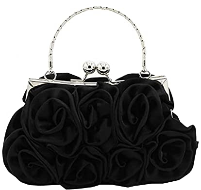 DZOZO Women Clutch Purse Satin Evening Bag Floral Banquet Bag Petal Clutch Handbag Detachable Chain