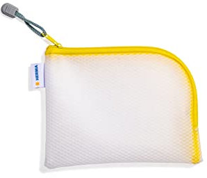 HERMA Dokumententasche A6 mit Reißverschluss, kleine wasserdichte Reißverschlusstasche, verschließbare Dokumentenmappe aus Kunstoff mit Zipper, halb-transparent, 19 x 14 cm, gelb