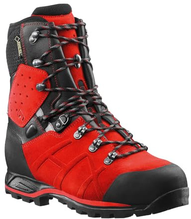 HAIX Protector Ultra Signal Red Chainsaw Protection Boots - ASTM Certified Waterproof Boots with Anti-Slip Outsole & Cut Protection - Medium - 10