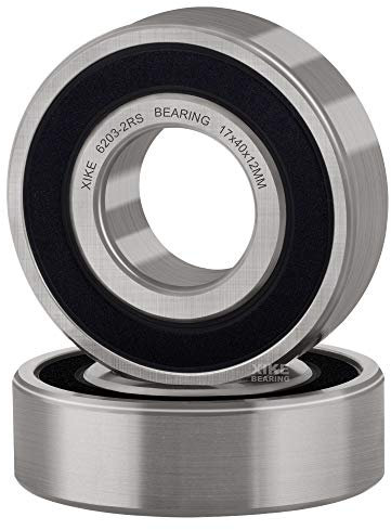 XIKE 2 pcs 6203-2RS Sealed Ball Bearings 17x40x12mm, Bearing Steel and Pre-Lubricated 6203RS Deep Groove Ball Bearing with Double Rubber Seals.